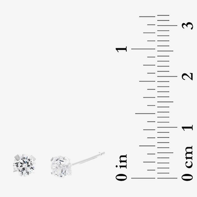 Silver Treasures Womens Cubic Zirconia Sterling Silver Hypoallergenic 4 Pair Earring Set