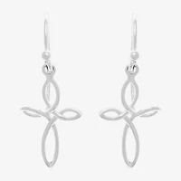 Silver Treasures Womens Sterling Silver Cross Hypoallergenic Drop Earrings