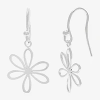 Silver Treasures Womens Sterling Silver Flower Hypoallergenic Drop Earrings