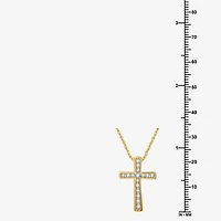 Womens 1/4 CT. T.W. Lab Grown White Diamond 14K Gold Over Silver Sterling Silver Cross 18 Inch Pendant Necklace