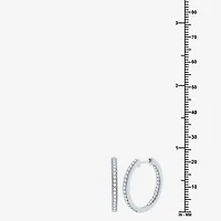 Womens 3/4 CT. T.W. Lab Grown White Diamond Sterling Silver 21.4mm Hoop Earrings