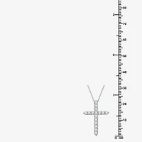 Womens 1/2 CT. T.W. Lab Grown White Diamond Sterling Silver Cross 18 Inch Pendant Necklace