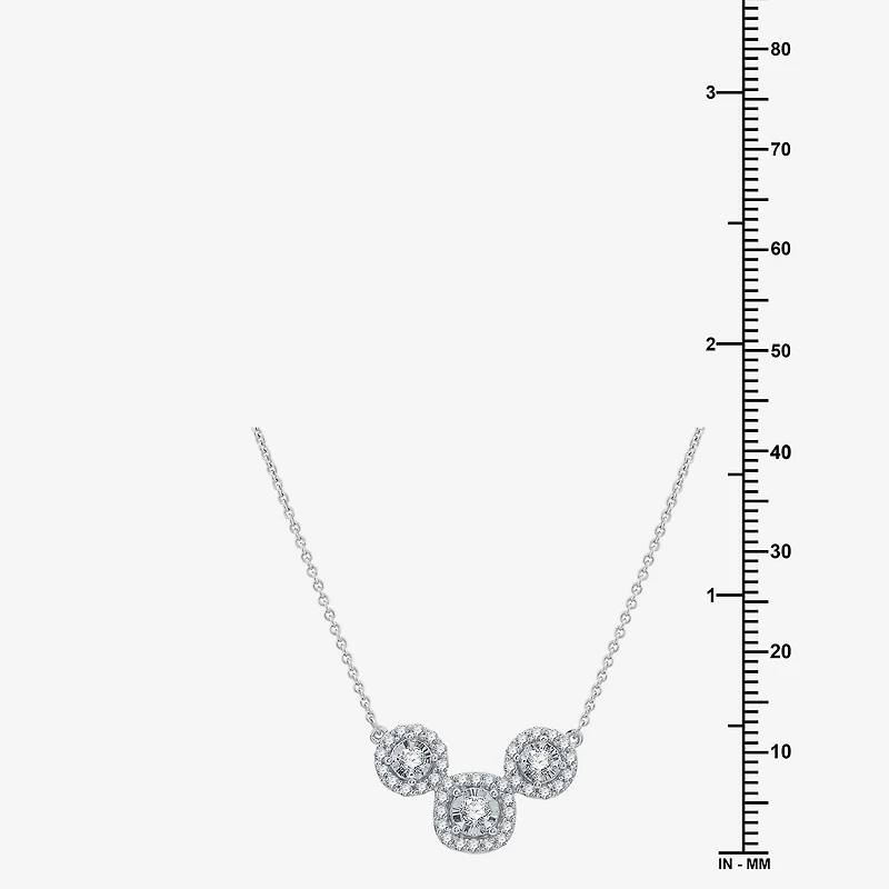 Womens 1/2 CT. T.W. Lab Grown White Diamond Sterling Silver Cushion 18 Inch Pendant Necklace