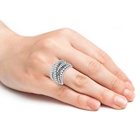Womens 2 CT. T.W. Lab Grown White Diamond Sterling Silver Crossover Band