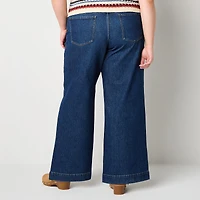 a.n.a Womens Plus High Rise Wide Leg Jean