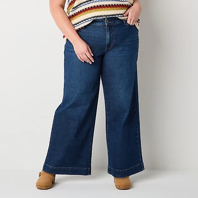 a.n.a Womens Plus High Rise Wide Leg Jean