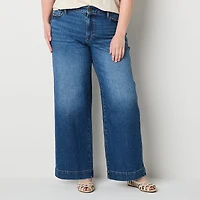 A.N.A Womens Plus High Rise Wide Leg Jean