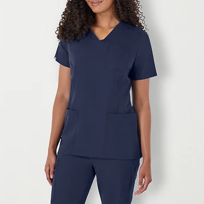 Hanes Womens V Neck Short Sleeve Tag Free Moisture Wicking Scrub Top