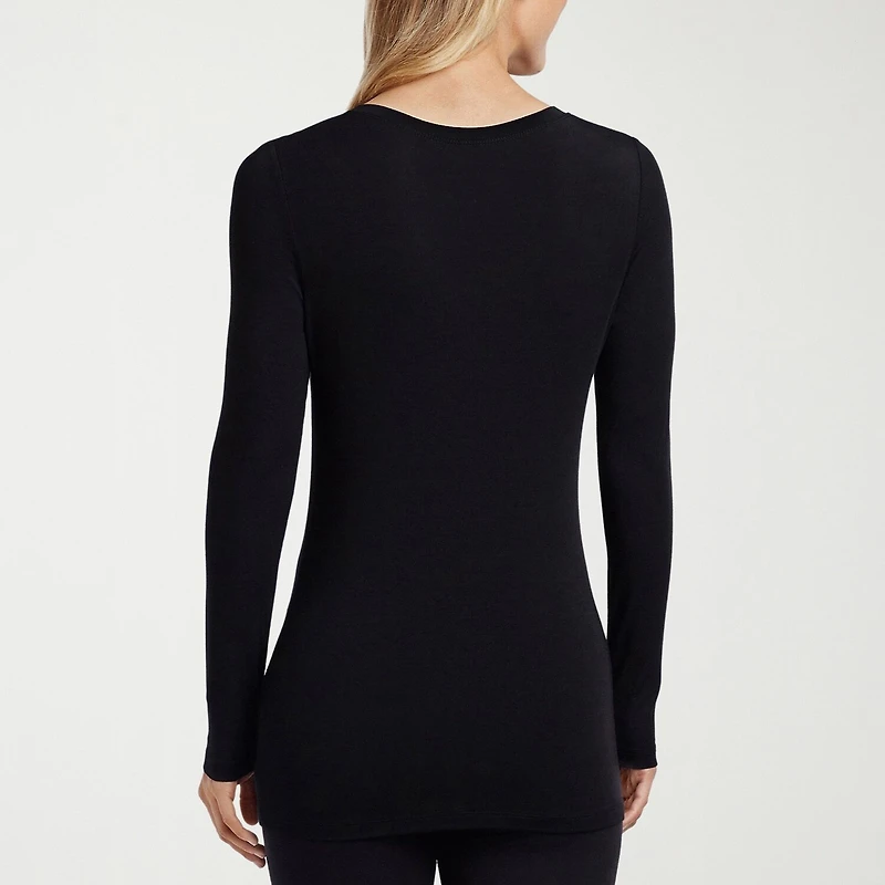 Cuddl Duds Womens Softwear V Neck Long Sleeve Thermal Shirt