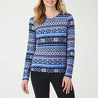 Cuddl Duds Womens Fleecewear Crew Neck Long Sleeve Thermal Shirt