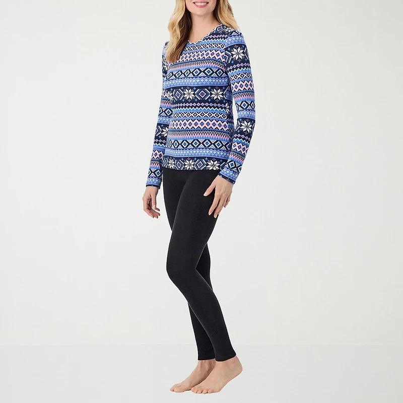 Cuddl Duds Womens Fleecewear Crew Neck Long Sleeve Thermal Shirt