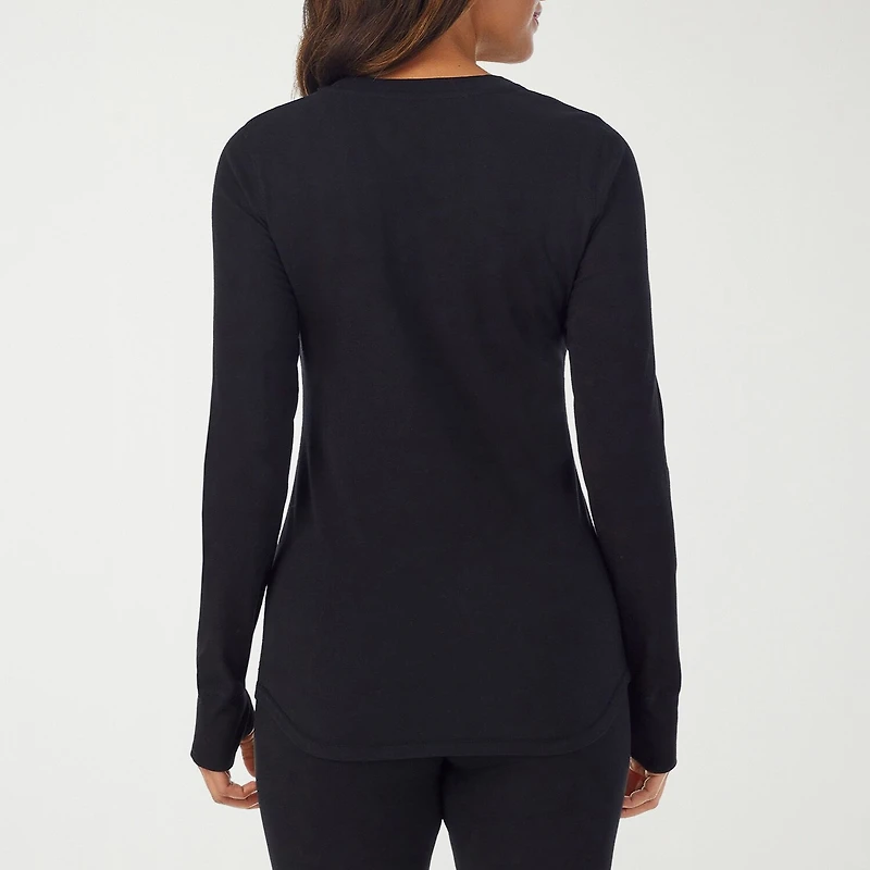 Cuddl Duds Womens Cottonwear Scoop Neck Long Sleeve Thermal Shirt