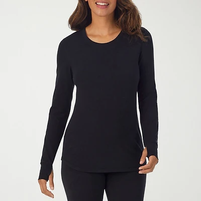 Cuddl Duds Womens Cottonwear Scoop Neck Long Sleeve Thermal Shirt