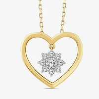 Diamond Blossom (F Womens 1/4 CT. T.W. Lab Grown White Diamond 10K Gold Heart 18 Inch Pendant Necklace