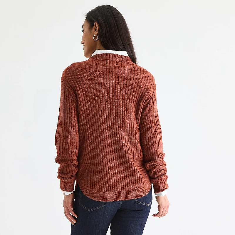 St. John's Bay Womens Crew Neck Long Sleeve Pullover Sweater