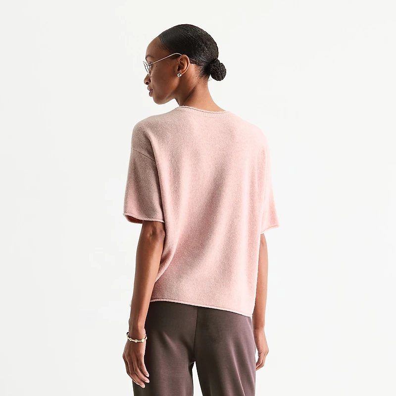 Stylus Womens Crew Neck Short Sleeve Pullover Sweater