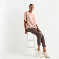 Stylus Womens Crew Neck Short Sleeve Pullover Sweater