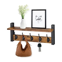 Sorbus 24" Floating 5 Hooks 1-Shelf with Baskets