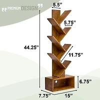 Sorbus 7-Tier Zigzag Tree Bookcase Shelf with Baskets