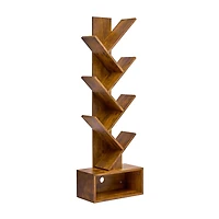 Sorbus 7-Tier Zigzag Tree Bookcase Shelf with Baskets