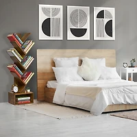 Sorbus 7-Tier Zigzag Tree Bookcase Shelf with Baskets