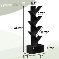 Sorbus 7-Tier Zigzag Tree Bookcase Shelf with Baskets