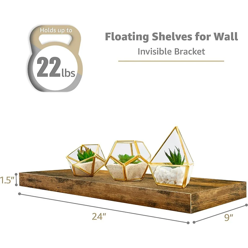 Sorbus 24" Rectangle 3-Shelf with Baskets