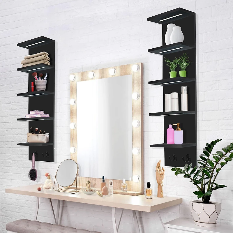 Sorbus Floating Led Lights 5-Shelf with Baskets