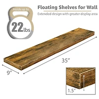 Sorbus 35" Floating Wall 2-Shelf with Baskets