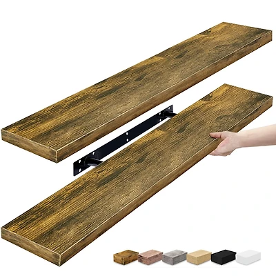 Sorbus 35" Floating Wall 2-Shelf with Baskets
