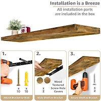 Sorbus 35" Floating Wall 2-Shelf with Baskets