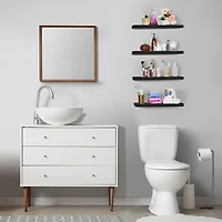 Sorbus 24" Floating Wood 4-Shelf with Baskets