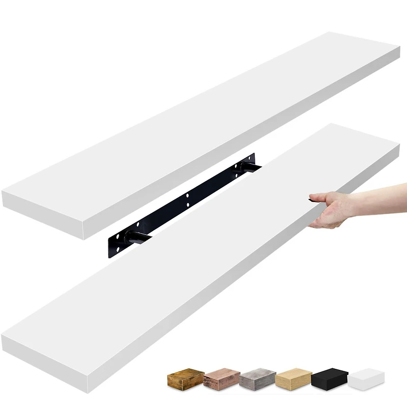 Sorbus 35" Floating Wall 2-Shelf with Baskets
