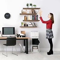 Sorbus 24" Floating Wood 4-Shelf with Baskets
