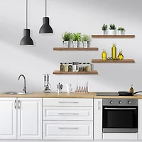 Sorbus 24" Floating Wood 4-Shelf with Baskets