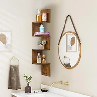 Sorbus Zig Zag Floating Corner Book 5-Shelf with Baskets