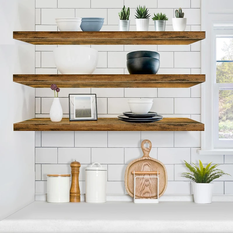 Sorbus 47" Floating 2-Shelf with Baskets
