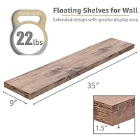 Sorbus 35" Floating 3-Shelf with Baskets