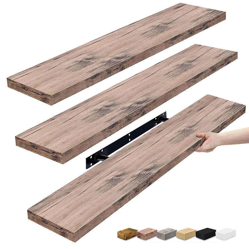 Sorbus 35" Floating 3-Shelf with Baskets
