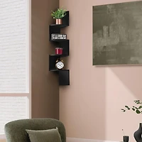 Sorbus Zig Zag Floating Corner Book 5-Shelf with Baskets