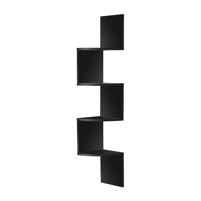 Sorbus Zig Zag Floating Corner Book 5-Shelf with Baskets