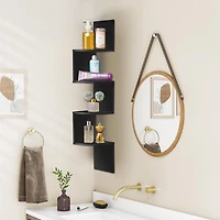 Sorbus Zig Zag Floating Corner Book 5-Shelf with Baskets