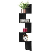 Sorbus Zig Zag Floating Corner Book 5-Shelf with Baskets