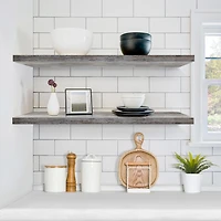 Sorbus 35" Floating Wall 2-Shelf with Baskets