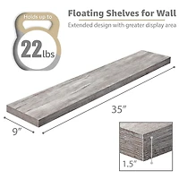 Sorbus 35" Floating Wall 2-Shelf with Baskets