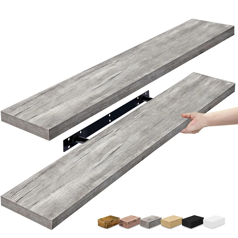 Sorbus 35" Floating Wall 2-Shelf with Baskets