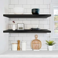 Sorbus 35" Floating Wall 2-Shelf with Baskets