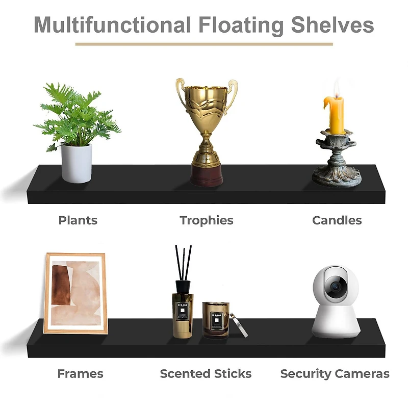 Sorbus 35" Floating Wall 2-Shelf with Baskets