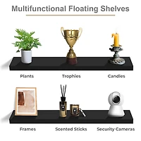 Sorbus 35" Floating Wall 2-Shelf with Baskets