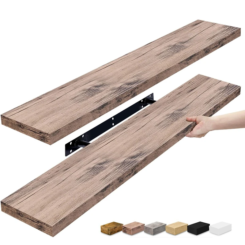 Sorbus 35" Floating Wall 2-Shelf with Baskets
